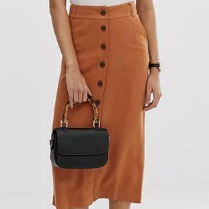 ASOS DESIGN Linen Column Midi Skirt